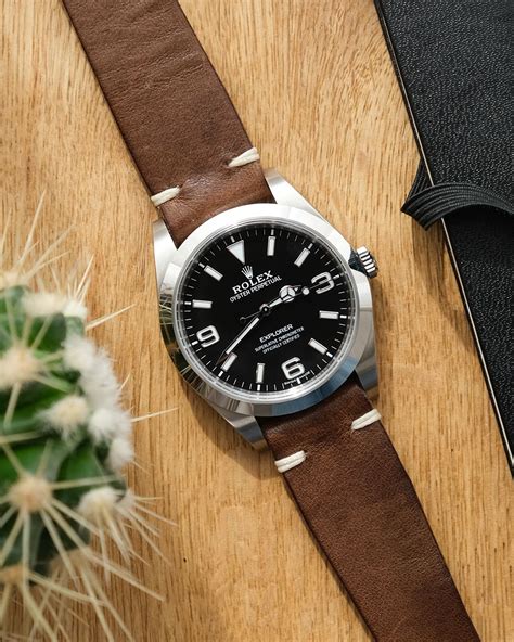 rolex explorer rubber strap|rolex leather straps with buckle.